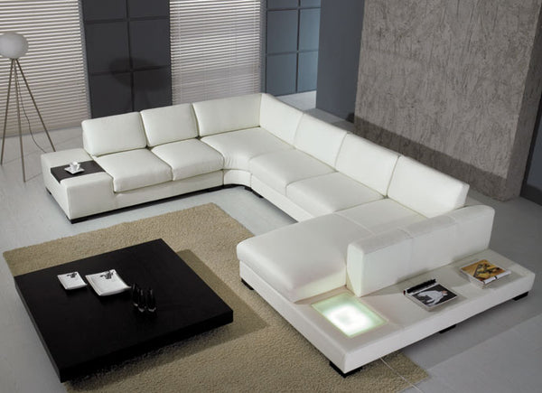 30' White Bonded Leather Sectional Sofa