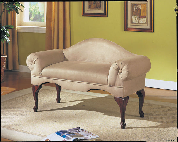 Aston Bench with Rolled Arm, Beige Microfiber