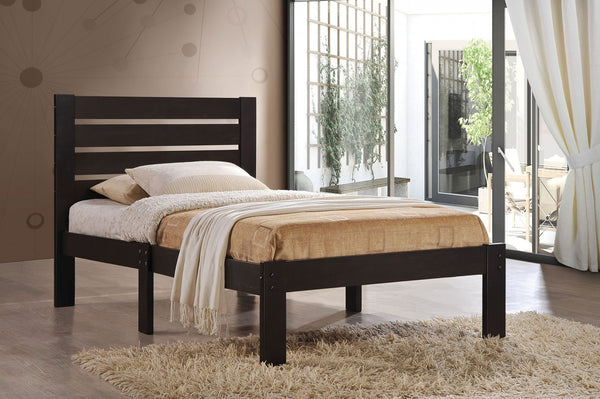 Popular Espresso Twin Size Slat Wood Bed