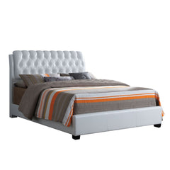 90' X 79' X 49' White Pu Button Tufted King Bed