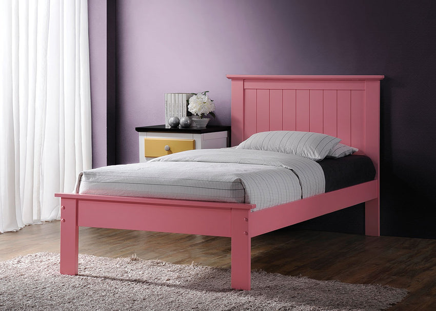 Queen Bed, Pink - Poplar Wood Pink