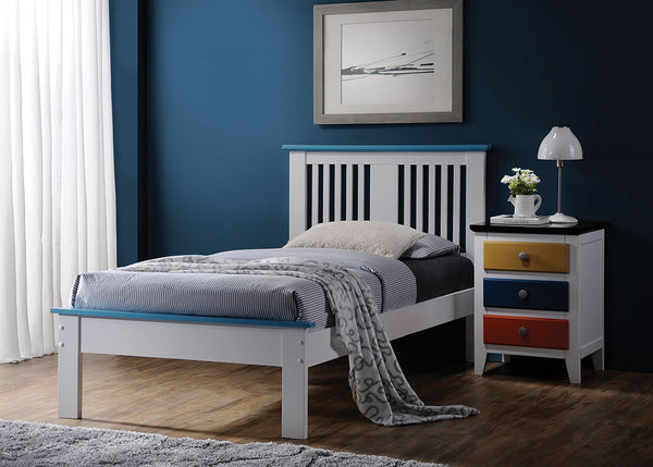 Full Bed, White & Blue - Poplar Wood White & Blue