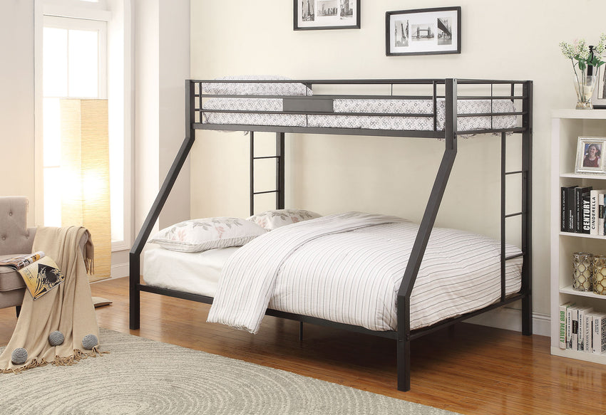 83' X 63' X 65' Sandy Black Metal Twin XL Over Queen Bunk Bed