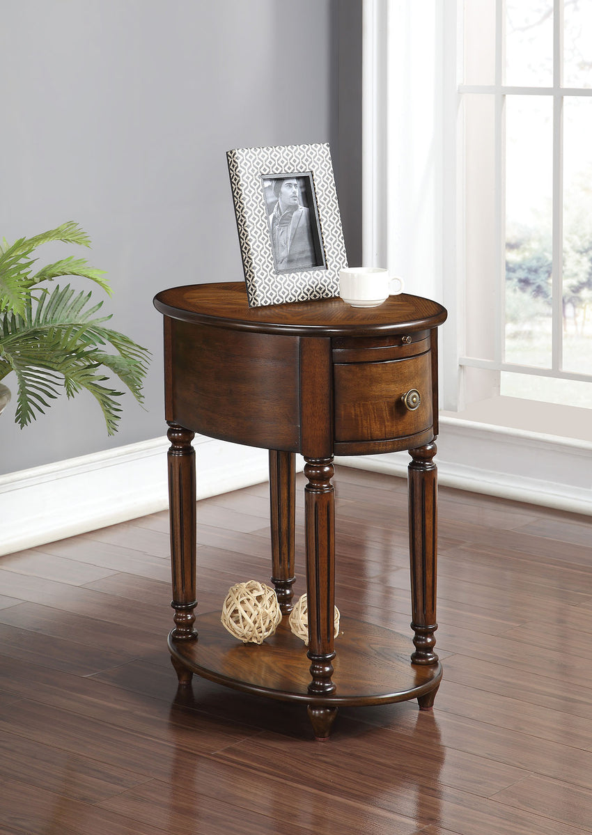 Dark Oak Finish Oval Side or End Table