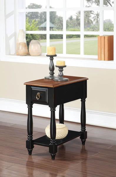 Side Table, Black & Oak - Rubber Wood, Ash Veneer Black & Oak