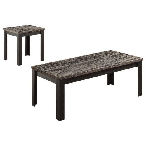 48' X 24' X 18' 2Pc Faux Marble And Black Pack Coffee And End Table Set