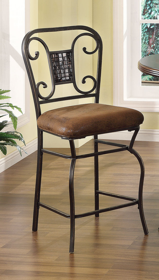 18' X 22' X 41' 2pc  Fabric And Antique Bronze Counter Height Chair