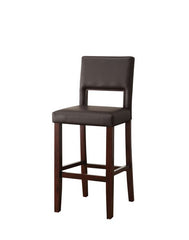 Black Faux Leather And Espresso Wooden Bar Chair