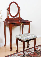 29" X 18" X 49" Cherry Queen Anne Vanity Set