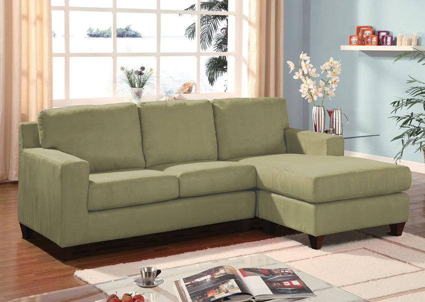 Vogue Sectional Sofa (Reversible Chaise), Sage Microfiber