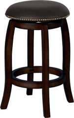 Chelsea Counter Height Stool with Swivel, Black Leather & Espresso