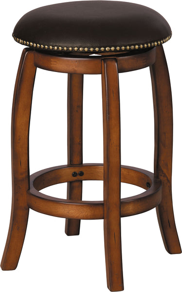 Chelsea Bar Stool with Swivel, Black Leather & Vintage Oak