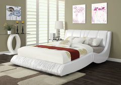 Queen Bed, White Pu - Bycast Pu, Wood & Plywood White Pu