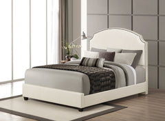 Queen Bed, Cream PU - PU, CAFR Foam, MDF Cream PU