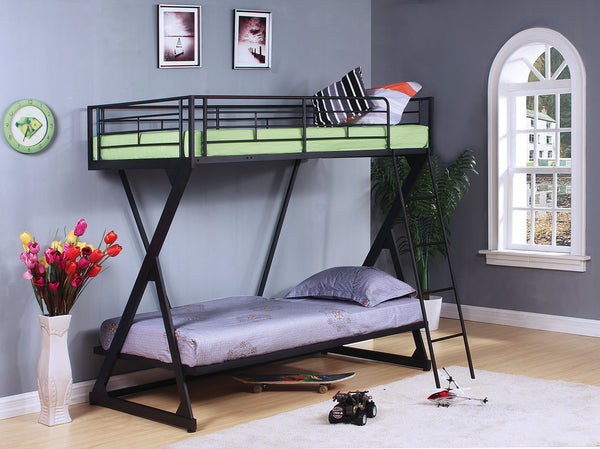 Twin/Twin Bunk Bed, Sandy Black - Steel Tube Sandy Black