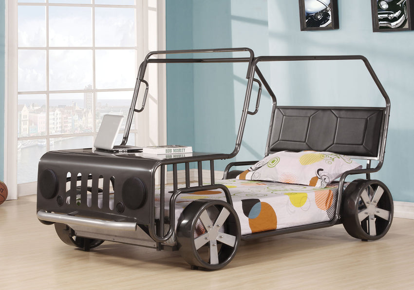 Four Wheeler Bed, Silver - Metal Tube, MDF, PU, Foam Silver Car