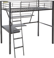 79' X 42' X 72' Silver And Black Metal Tube Loft Bed With Desk