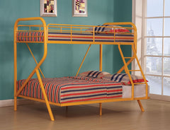 Twin/Full Bunk Bed, Orange - Metal Tube (Steel) Orange