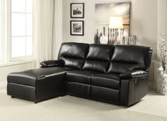 Sectional Sofa (Motion), Black Bonded Leather Match - BLM, Frame:Wood & Metal  Black BLM