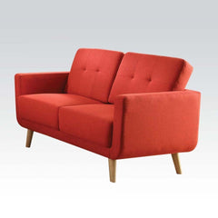 56' X 31' X 35' Red Linen Loveseat