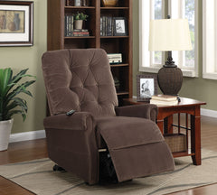 35" X 40" X 42" Chocolate Velvet Recliner With Power Lift