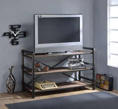 TV Stand, Rustic Oak & Black - Particle Board, Melamine  Rustic Oak & Black