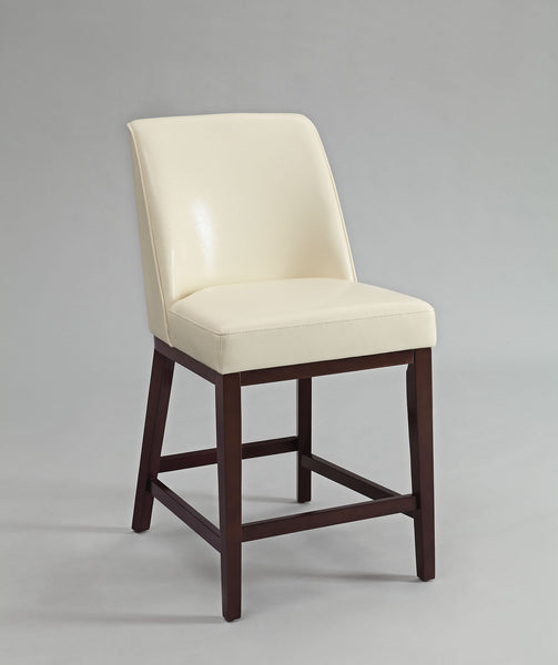 Counter Height Chair (Set-2), Ivory PU & Espresso - PU, FR Foam, Wood (Solid) Ivory PU & Espresso