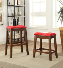 Delta Counter Height Stool (Set-2), Red PU & Oak