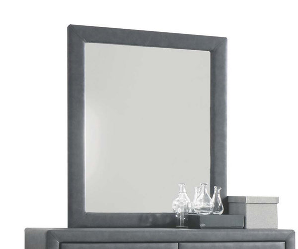 2-Tone Gray Upholstered Accent Vanity Mirror