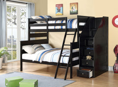 81' X 58' X 68' Black Twin Over Full Bunk Bed with Storage Ladder