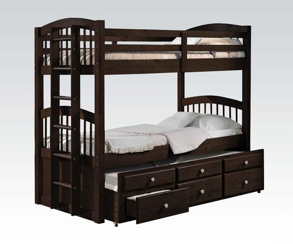 80' X 41' X 71' Espresso Twin Over Twin Bunk Bed And Trundle With 3 Drawers