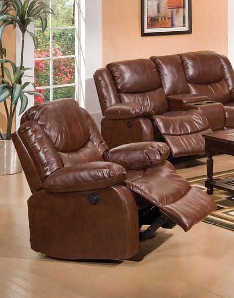 Recliner, Brown Champion & PU - PU, Foam, Wood (Solid), P Brown Champion & PU