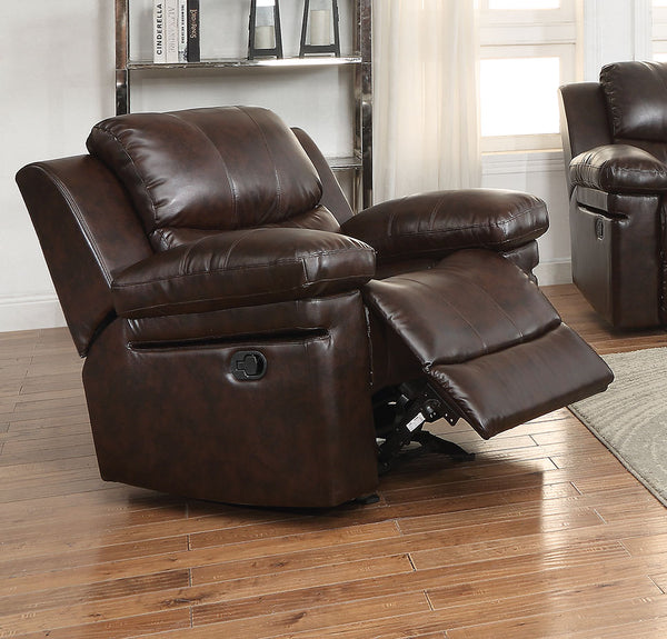 Glider Recliner (Motion), Dark Brown Leather-Aire - Leather-Aire, Metal Recli Dark Brown Leather-Aire