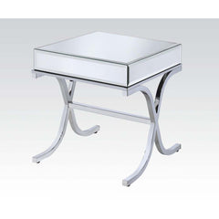 21' X 21' X 22' Mirrored Top And Chrome End Table