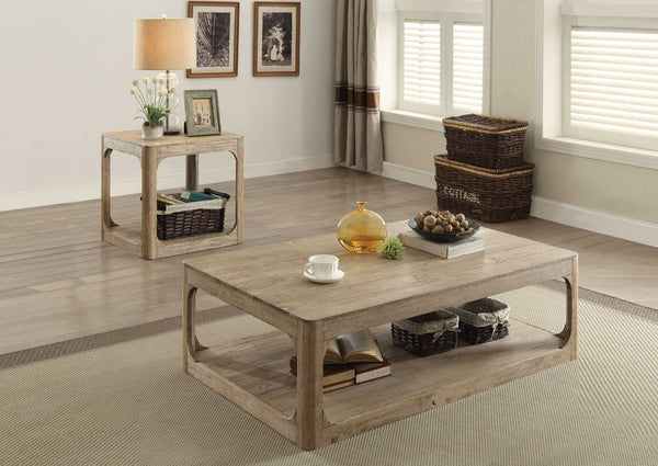 55' X 34' X 17' Natural Oak Rubber Wood Coffee Table