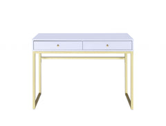 42' X 19' X 31' White And Brass Particle Board Desk