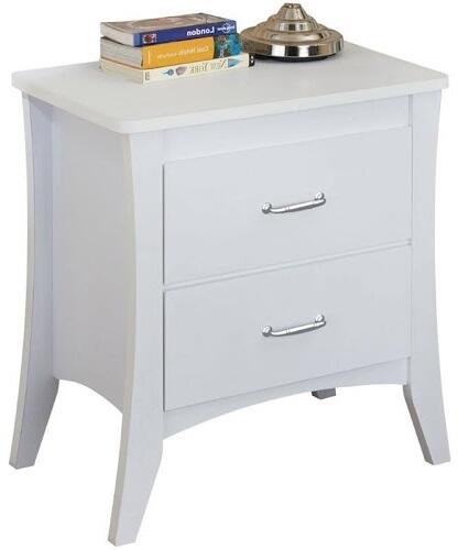 White Wooden 2 Drawer Nightstand