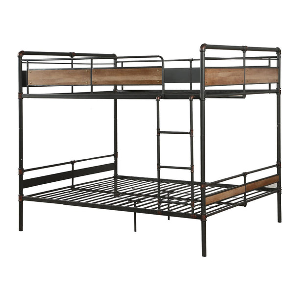 83' X 65' X 68' Sandy Black  Dark Bronze HandBrushed Queen Over Queen Bunk Bed