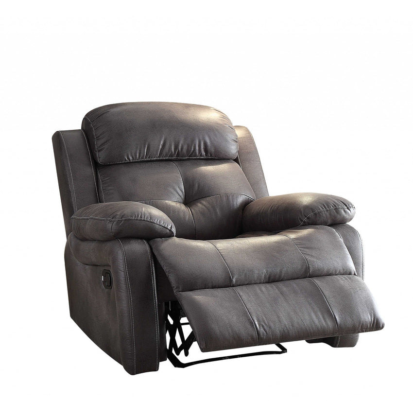 40" X 40" X 37" Gray Polished Microfiber Fabric Recliner