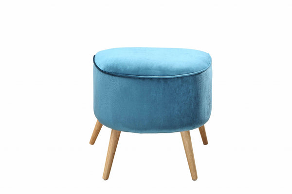 Teal Velvet Ottoman