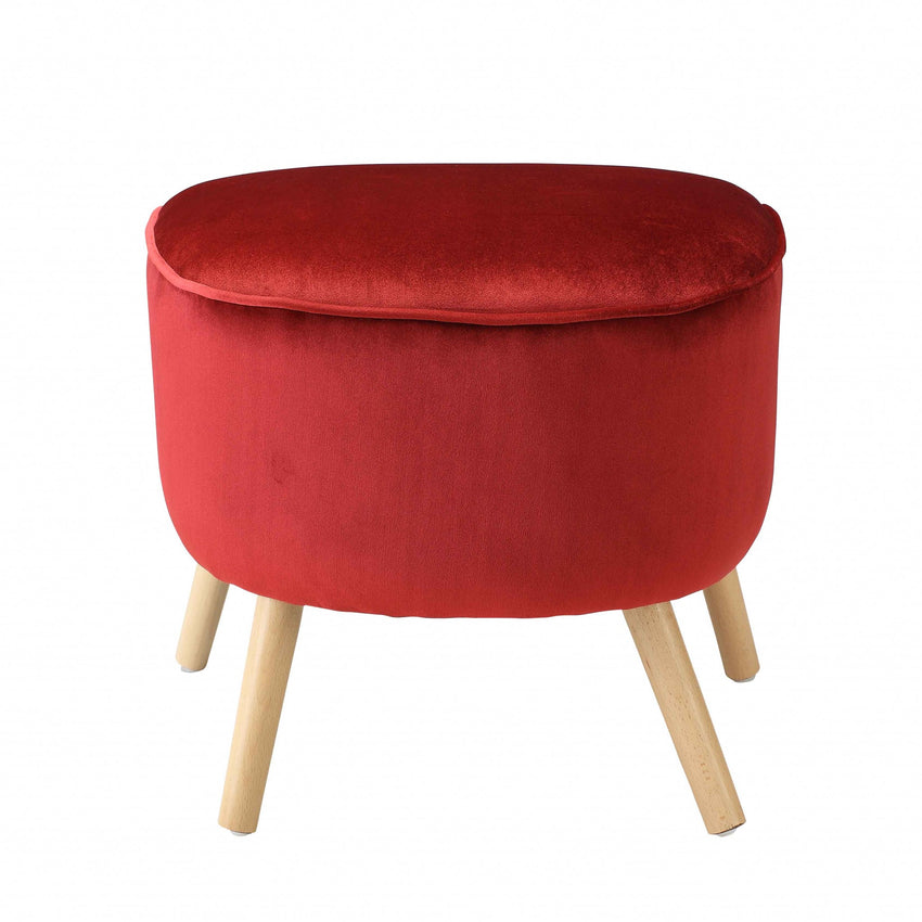 Red Velvet Fabric Ottoman