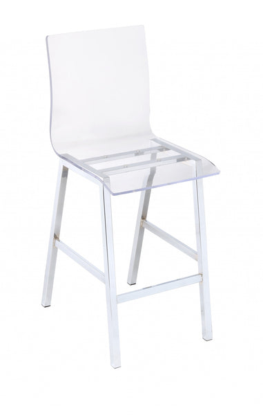 19' X 16' X 39' Acrylic And Chrome Counter Height Chair