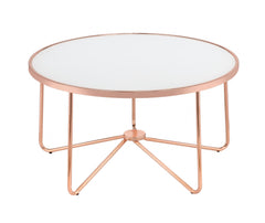 34' X 34' X 18' Frosted Glass And Rose Gold Coffee Table