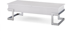 47' X 20' X 14' White And Chrome Particle Board Coffee Table