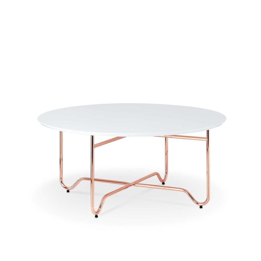 36' X 36' X 16' White And Rose Gold Coffee Table