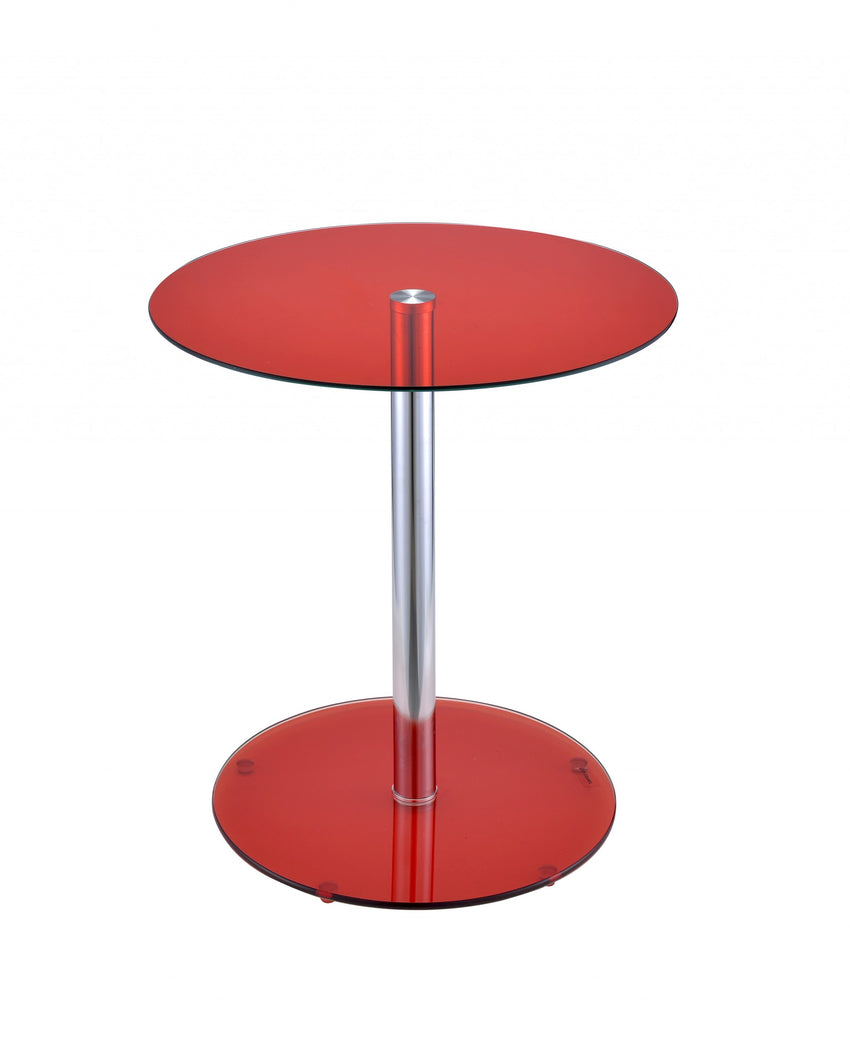 Red Glass Double Sphere Side Table