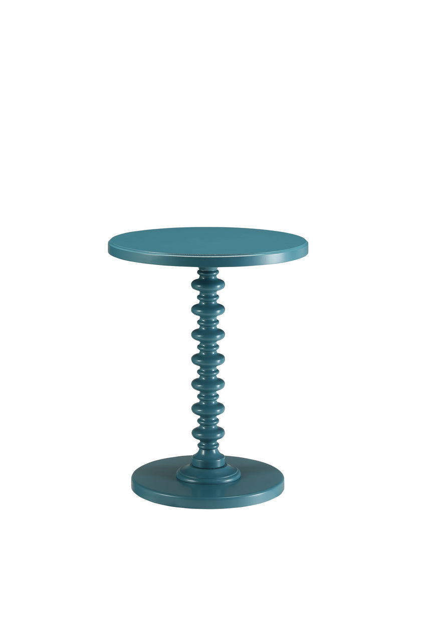 Fun Teal Wood Pedestal End Table