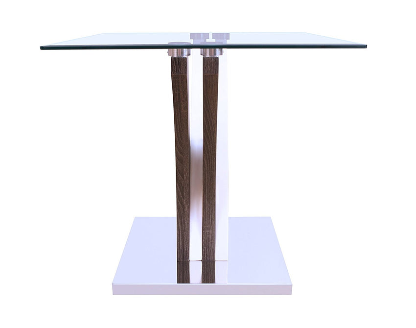 Dark Wood and White Glass Side Table