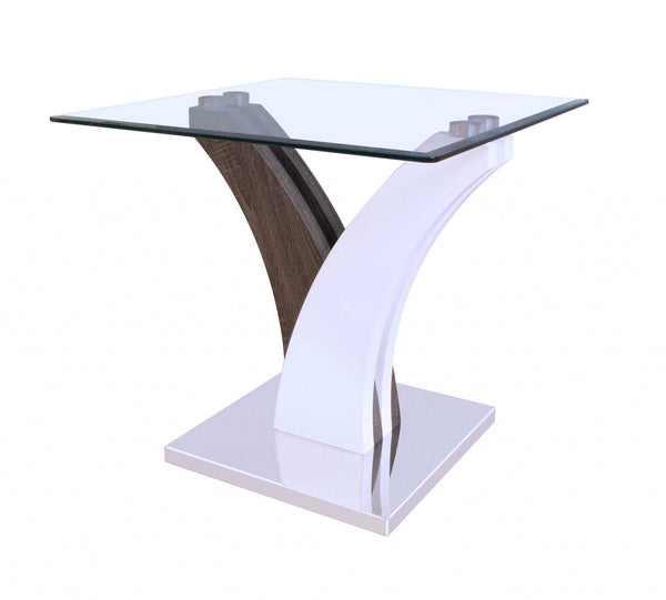 Two Tone Crossover Glass Side Table