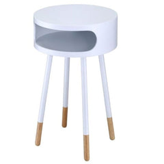 Bentwood White Retro Round Wooden End Table